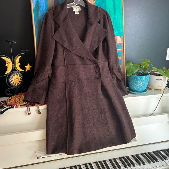 April Cornell 90s Chocolate Brown Long Sleeve Sweater Cardigan M Wool Vintage - Picture 6 of 16